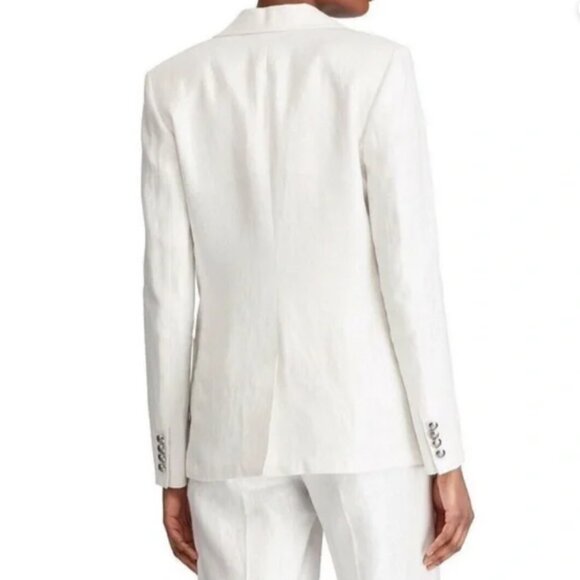 NWT Ralph Lauren White Silver Shimmer Linen Blazer Sz 6 - Picture 2 of 11
